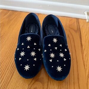 Birdie Starling Royal Blue Velvet Crystal Loafers 9